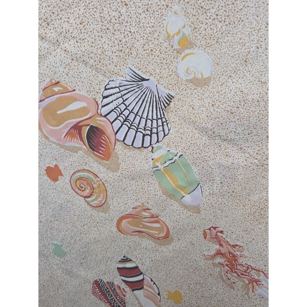 Martex SEASIDE 1 Flat Sheet & 2 Pillowcases Gloria Vanderbilt Seashells 1970s